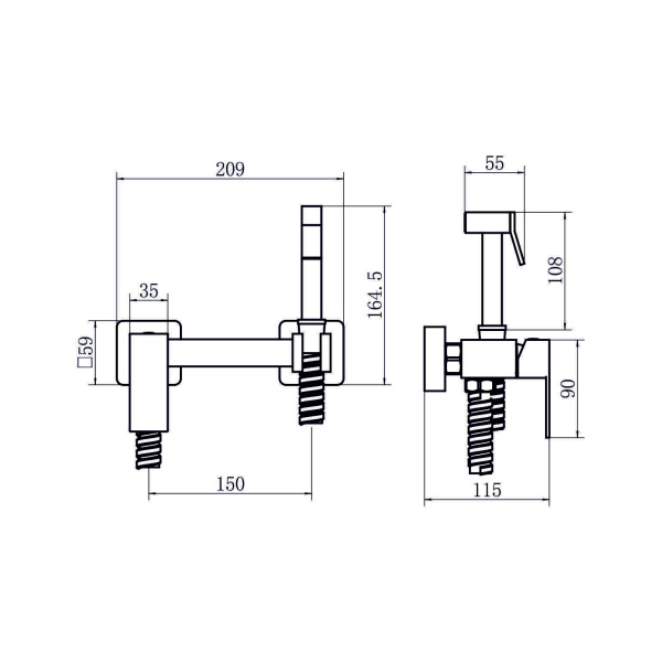 Гигиенический душ со смесителем FASHUN A57504-17, графит