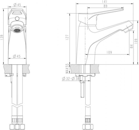 Смеситель для раковины Bravat Eco-D F193158C, хром