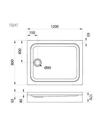 Поддон душевой Triton 120x80 низкий (ПД47)