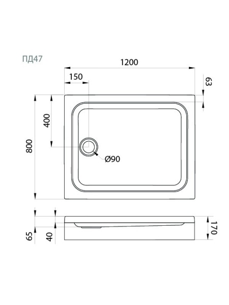 Поддон душевой Triton 120x80 низкий (ПД47)