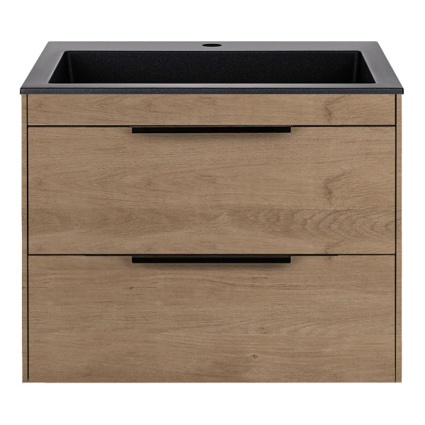Тумба под раковину Vincea Chiara 2D 600 подвесная, 2 выкатных ящика soft-close, N.Oak