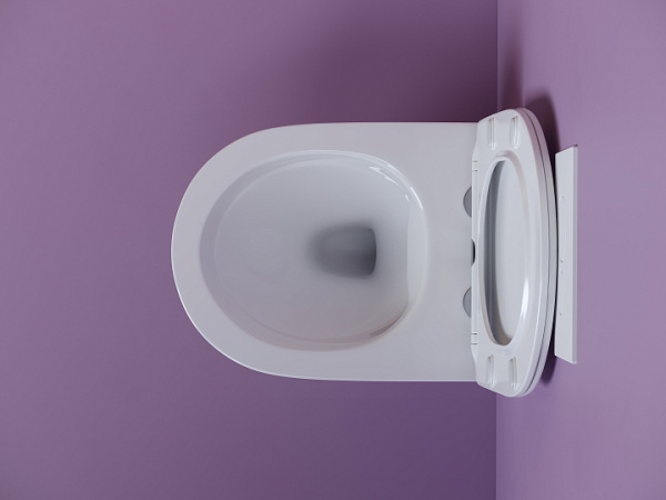 Подвесной унитаз Ceramicanova Uno Rimless, глубокий смыв, с крепежом для полностью скрытого монтажа,  ультратонким сидением из дюропласта и крышкой с функцией плавного закрытия, цвет белый CN11001