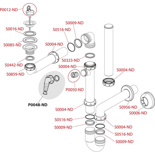 Сифон для мойки Alcaplast со штуцером и накидной гайкой A872P
