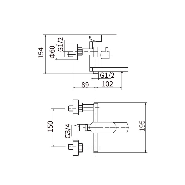 Смеситель для ванны FASHUN A53020, сатин