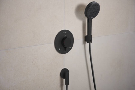 Настенная розетка с обратным клапаном Hansgrohe FixFit Fine S 28882670. черный матовый 28882670