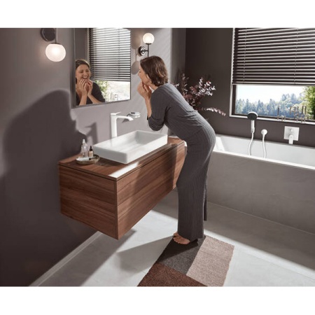 Hansgrohe Vivenis Смеситель для раковины 250 со сливным гарнитуром белый матовый 75040700