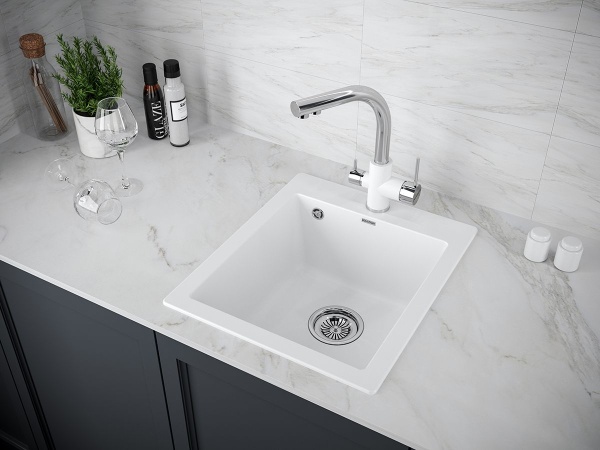 Мойка KANTE 40, IT-GRANIT, PM104249-WH, белый, 415х490 мм, Paulmark