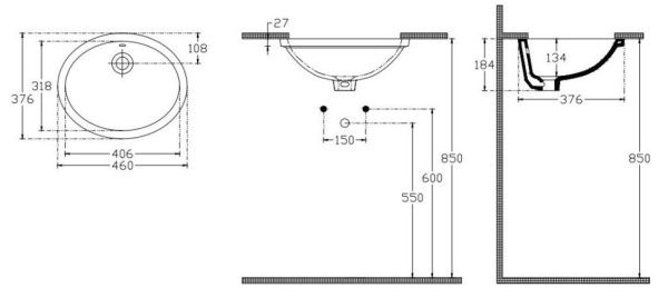 Раковина ISVEA Soluzione накладная 460*376*184 цвет белый 10AR77046SV