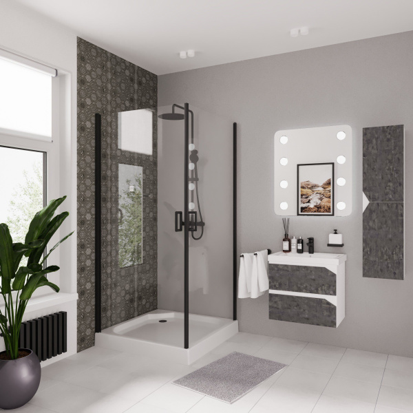 Душевое ограждение Niagara Nova NG-6804-08 BLACK 100x100x190 квадрат, двери распашные