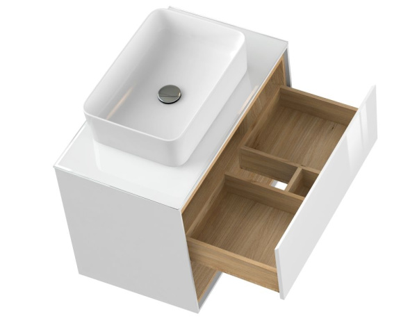 Тумба под раковину подвесная Cersanit LOUNA 80 со столешницей белый, SP-SZ-LOU80-BL/Wh