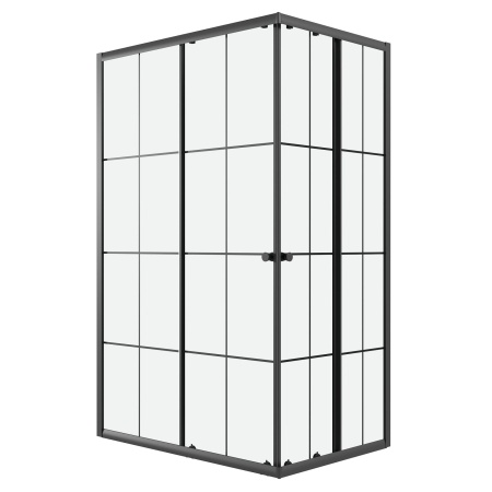Душевое ограждение Niagara Eco NG-1018-14QKL (100х80х190) прямоугольник,раздвижное,черный,стекло клетка