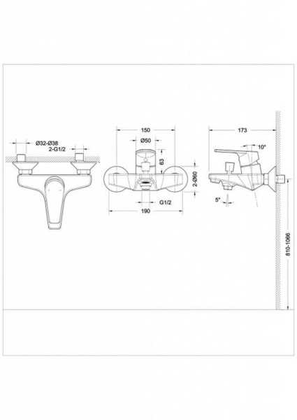 Смеситель для ванны Bravat Line F65299C-1, хром