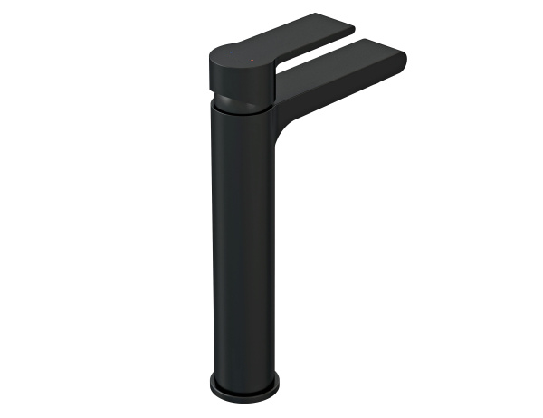 Смеситель для раковины Cersanit BRASKO BLACK высокий однорычажный черный клик клак, 63111