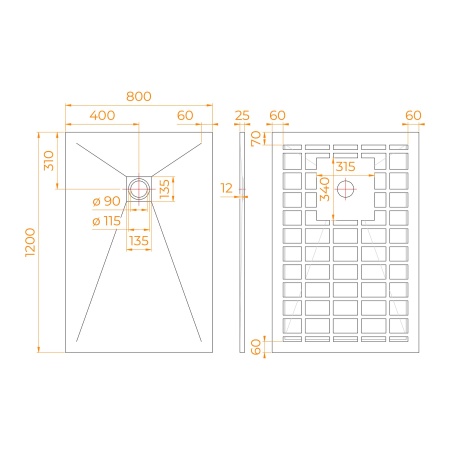 Душевой поддон прямоугольный STONE TRAY-G, 800x1200