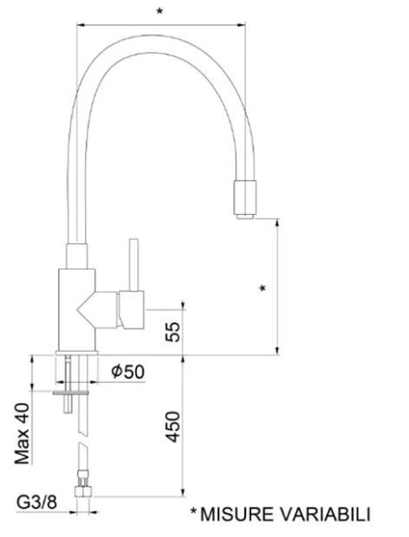 Смеситель для кухни Webert Viper VP920602564, хром