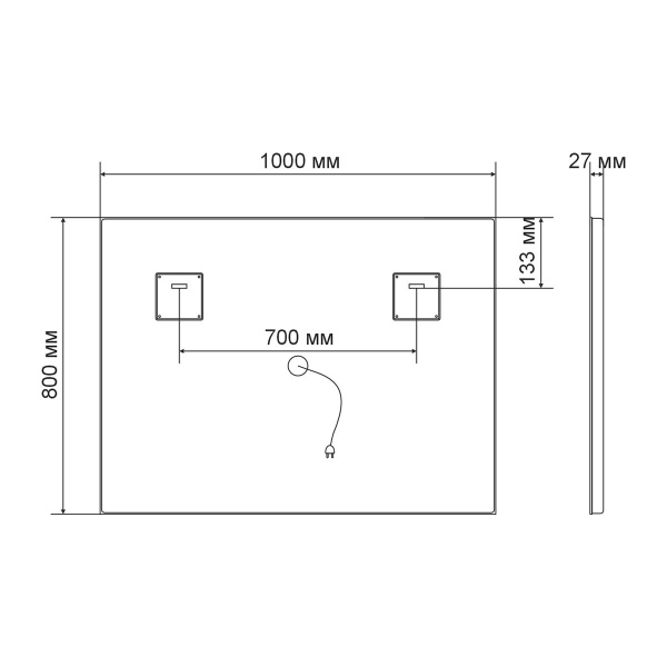 Зеркало Vincea LED VLM-2C100 1000х800 c сенсорным выключателем и диммером