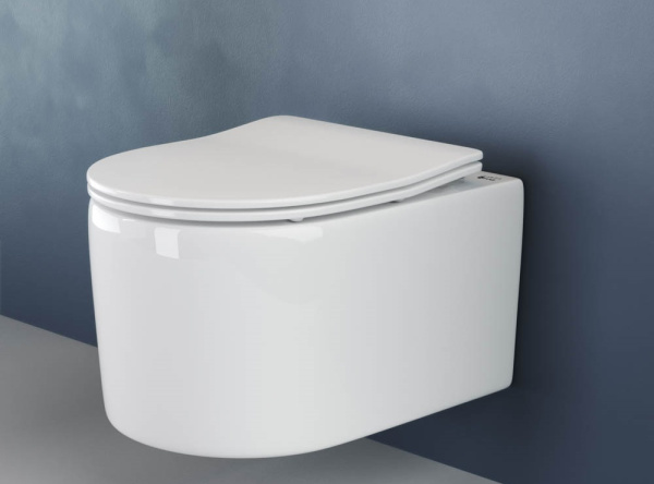 Подвесной унитаз Ceramicanova Moments Rimless, глубокий смыв, с крепежом для полностью скрытого монтажа,  ультратонким сидением и крышкой с функцией плавного закрытия, дюропласт CN3003