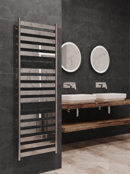 Полотенцесушитель водяной Stinox Napoli Luxe 500x1600, нижнее подключение, хром, 1/2" ВР (внутренняя резьба), 16 перекладин