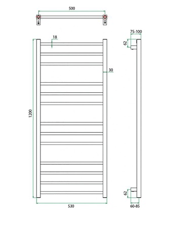 Полотенцесушитель ГРОТА ECOCLASSIK 53/120