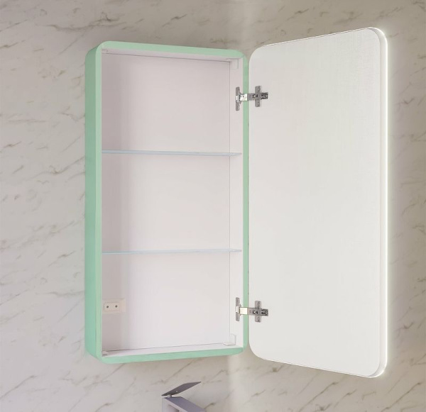 Зеркало-шкаф Jorno Pastel 46 Pas.03.46/BL бирюзовый