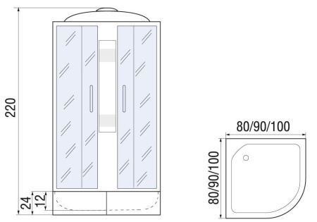 Душевая кабина River NARA LIGHT XL 80/24 MT, 80x80x220