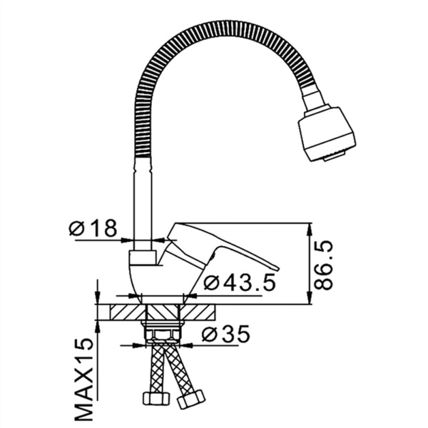 Смеситель для кухни с гибким изливом и режимом душ FRAP F4302-B, хром
