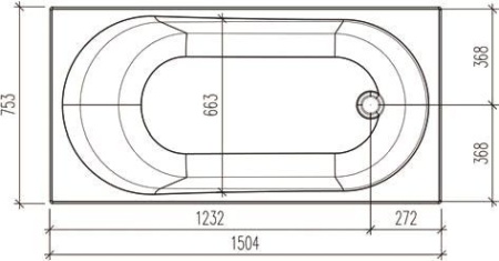 Акриловая ванна STWORKI Нюборг 150x75 см, пристенная, белая, с каркасом
