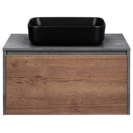 Тумба под раковину Vincea Mesa 800 подвесная, 1 выкатной/1 скрытый ящик soft close, T.Oak + Beton