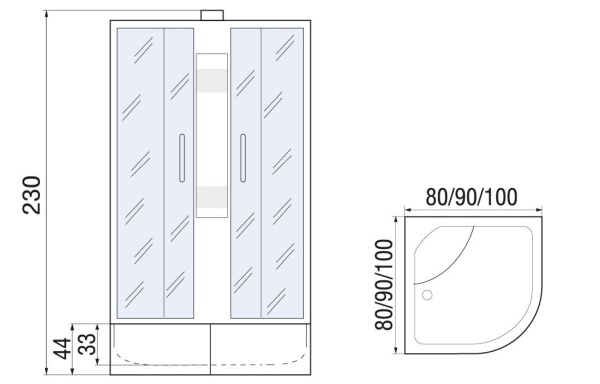 Душевая кабина River NARA Б/К XL 100/44 MT, 100x100x230
