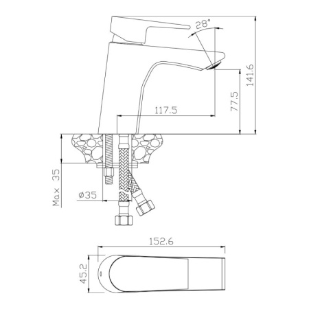 Смеситель для раковины WesnaArt BRIZ BRI20-210, хром