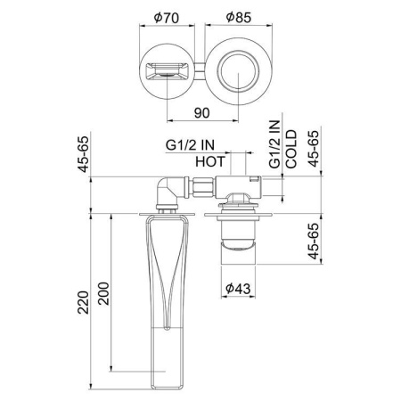 Смеситель для ванны Webert One-B NB830606441