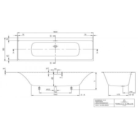 Ванна Villeroy & Boch Subway 3.0 1800 x 800 мм, квариловая, UBQ180SBW2DV-01