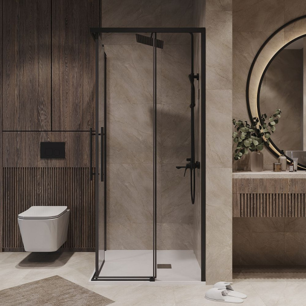 Душевое ограждение  Niagara Nova  NG-6830-34BLACK (100*100*195) квадрат, двери раздвижные