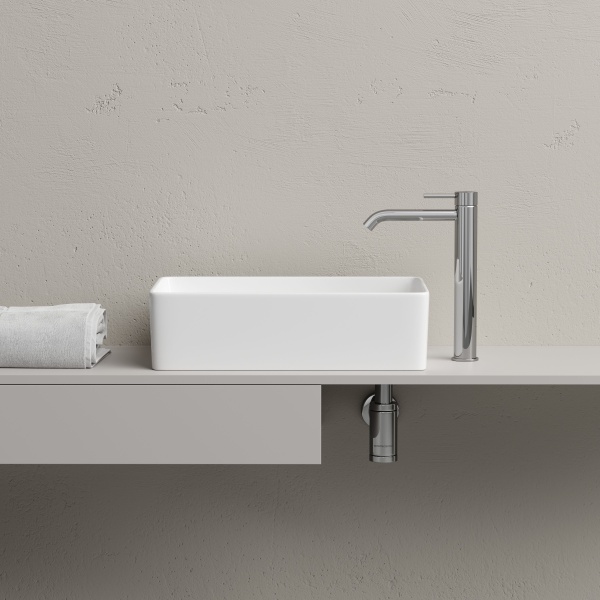 Раковина накладная Ceramicanova Элемент (Element) со смещенным сливом, 485x304x135 белый CN5050