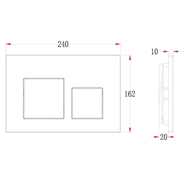 Кнопка смыва Veconi FLUSH V4, FLV4-GM, 240х162х10, пластик, оружейная сталь