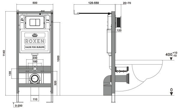 Комплект 6 в 1 RoxenBath StounFix Dual Fresh 964123 (состоит из: 710200, Santi 410280M, 530170-01)