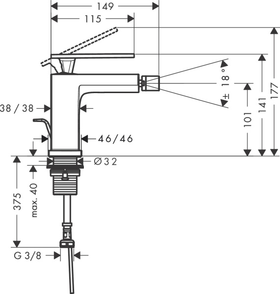 Смеситель для биде Hansgrohe Tecturis E 73200700 белый матовый 73200700