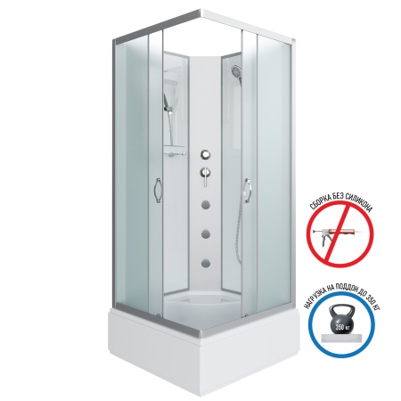 Душевая кабина Niagara Classic NG-1108-14BKG 90х90х200, средний поддон 26 см, стекло матовое с полкой