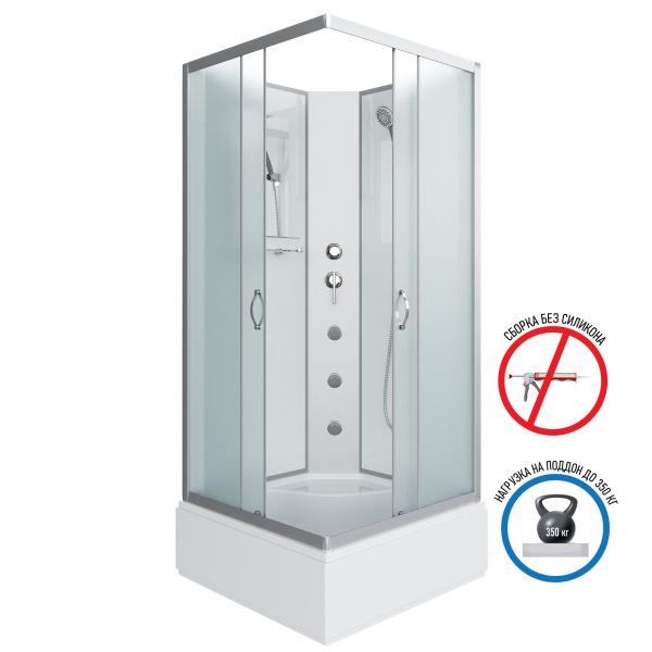 Душевая кабина Niagara Classic NG-1108-14BKG 90х90х200, средний поддон 26 см, стекло матовое с полкой