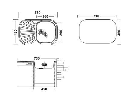 Кухонная мойка UKINOX Галант GAL730.480 -GT8K 1R, 48*73