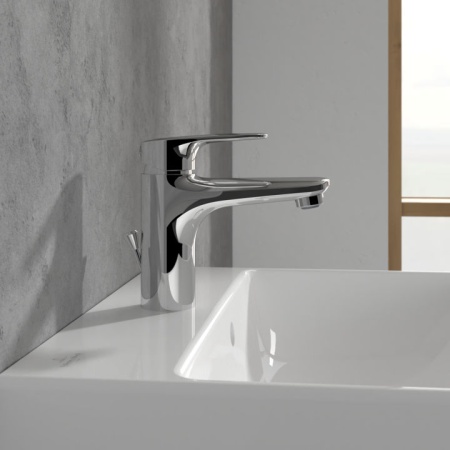 Villeroy & Boch O.novo Start Смеситель для раковины однорычажный с комплектом слива со стяжкой, Хром TVW10510111061