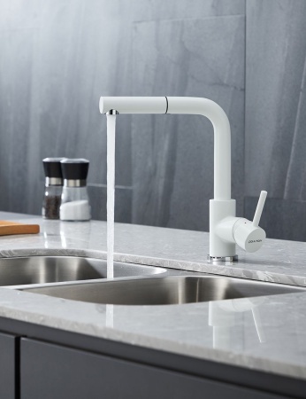 Смеситель для кухни KASSEL, белый матовый, Ka214311-WH, Paulmark