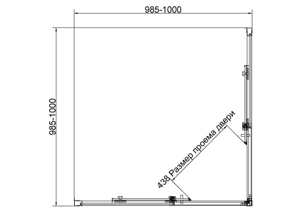 Душевой уголок Слим 8мм (Slim 8mm) VSS-4SL100CLB, 1000*1000, черный матовый, стекло прозрачное