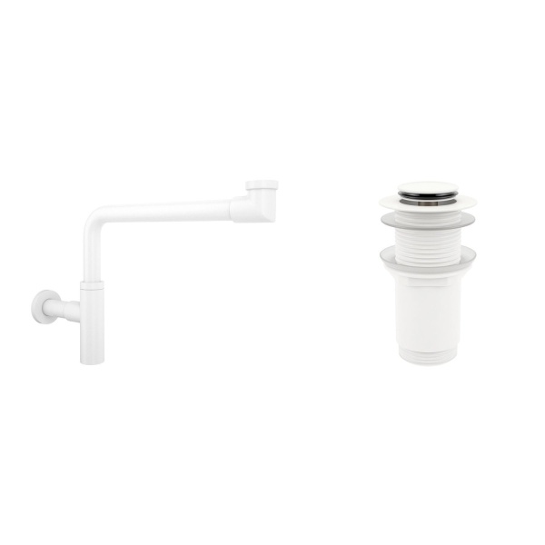 Комплект 3 в 1 Lavinia Boho Bathroom Sink 21520323: накладная фарфоровая раковина 42 см, металлический сифон, донный клапан