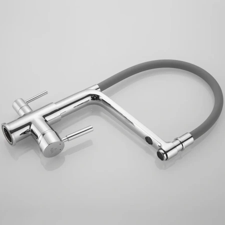 Смеситель для мойки Rose R658 с подключением к фильтру и гибким извивом, хром