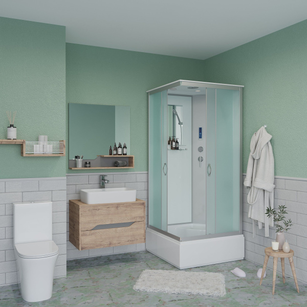 Душевая кабина Niagara Classic NG-1108-14P 90х90х215, средний поддон 26 см, стекло матовое с полкой