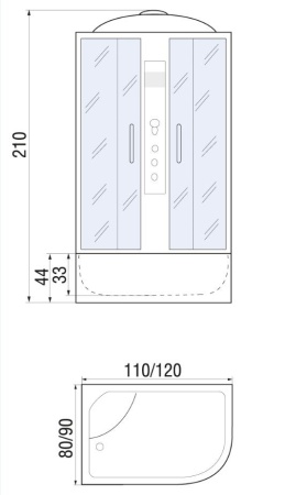 Душевая кабина River DUNAY 120/90/44 МТ L, 120x90x210
