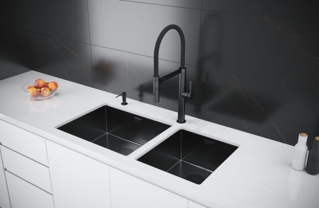 Мойка нерж. сталь NEXT 38 UNI, PM213844-GM, вороненая сталь,380х440мм, Paulmark 1,2мм