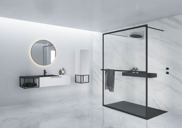 Душевая перегородка Riho Lucid GD401 100 GD310B000 черный матовый