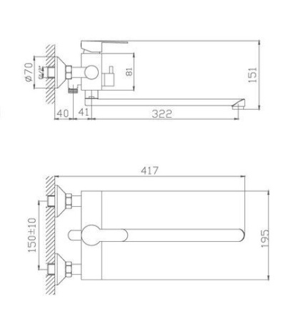 Смеситель для ванны Haiba HB22801